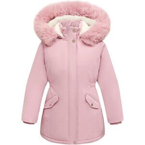 Girl's Pink02 Waterproof Long Coat Warm Winter Parka Puffer Jacket with Hood